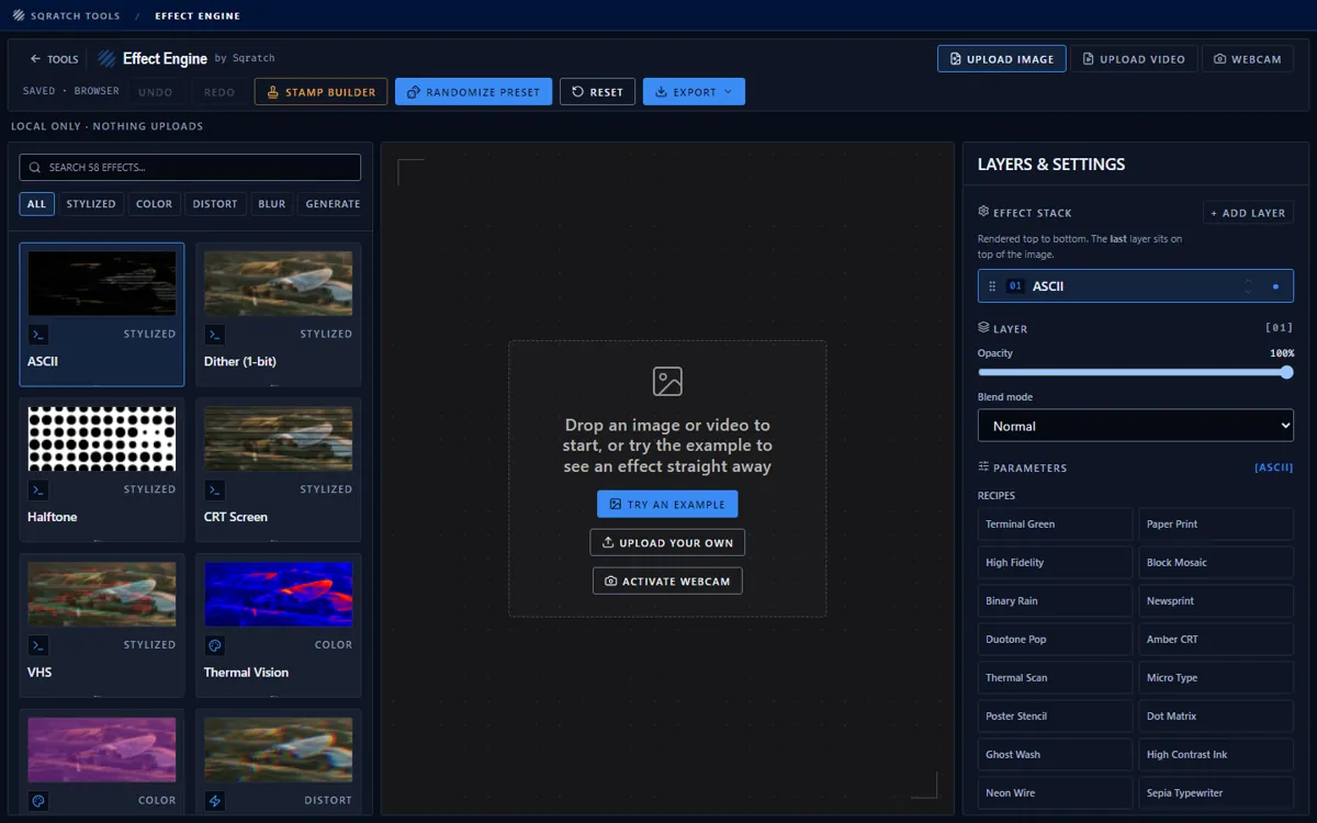 Effect Engine image tool interface