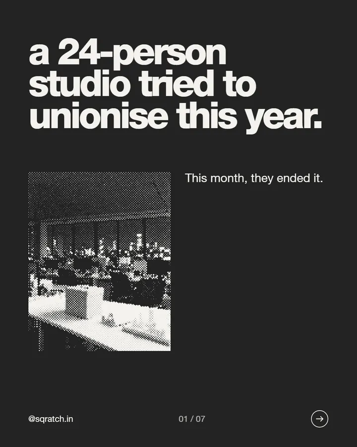 Dark cover about a 24-person studio that tried to unionise and ended the effort
